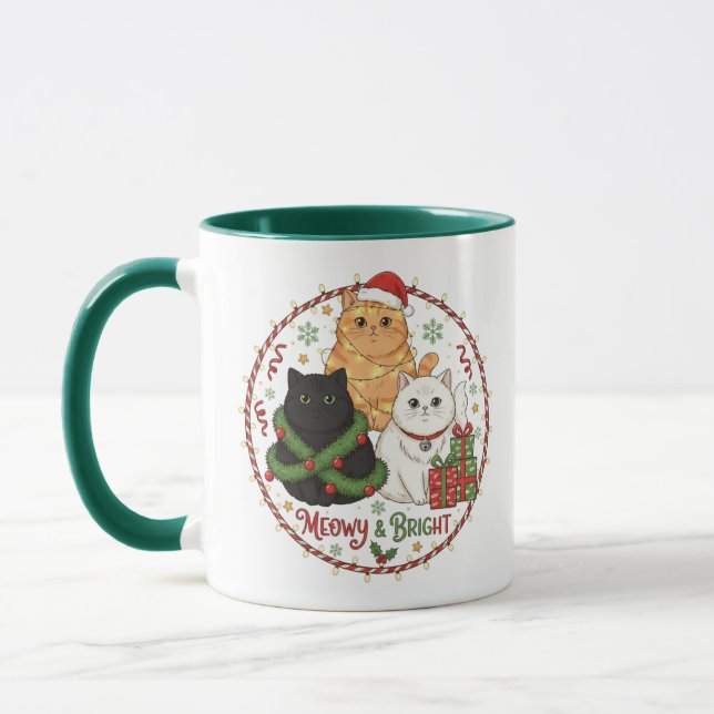 Taza Christmas Cat Mug - Festive Holiday Coffee Cup (Izquierda)