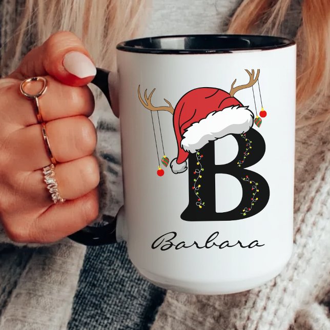 Taza Christmas Monogram Mug Family Gift for Him or Her (Santa Claus mug, holiday coffee mug, festive family mug, Christmas monogram cup for teachers,)