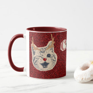 Taza Christmas Mood Cat Mug | Cute Smiling Cat Christma