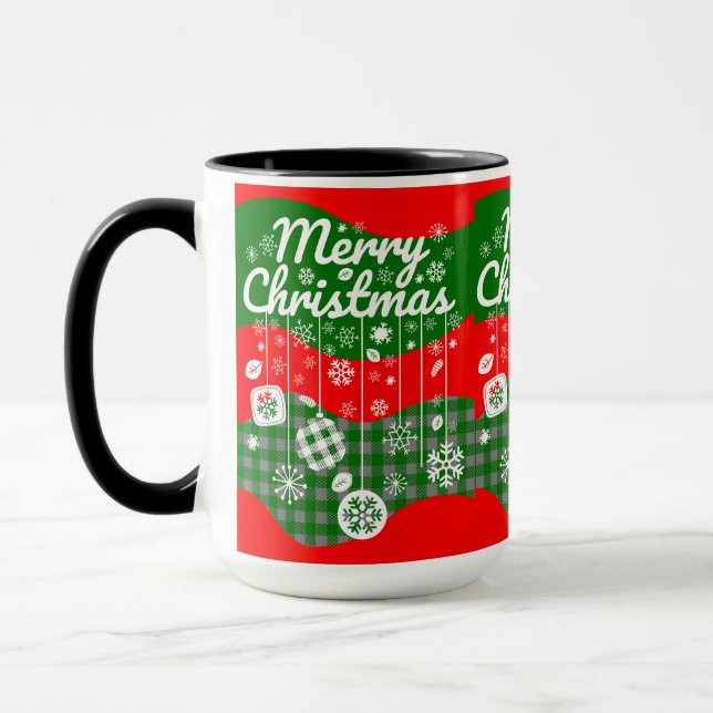 Taza Christmas Mug – White Ornaments & Merry Christmas  (Izquierda)