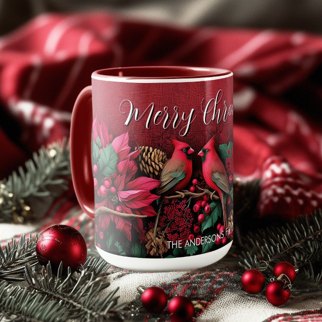 Taza Christmas Pointessia Flower Cardinals Birds Name (Christmas Pointessia Flower Cardinals Birds Name Mug)