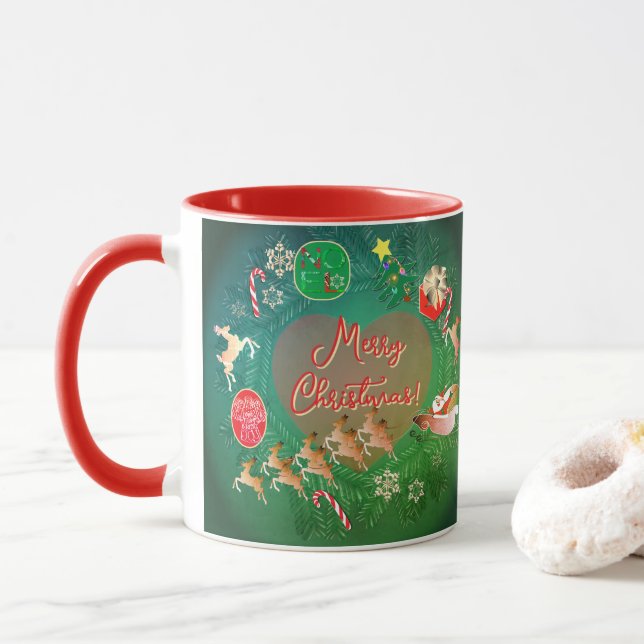 Taza Christmas Santa Wreath  (Con donut)