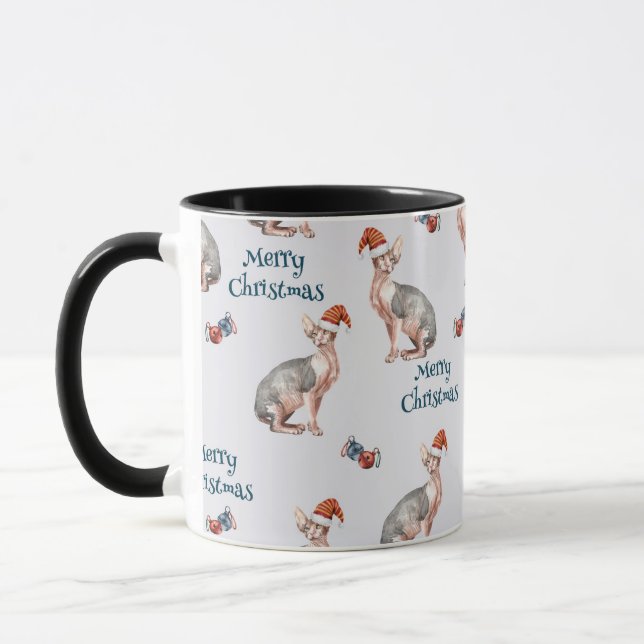 Taza Christmas Sphynx Cat Gift, Xmas Holiday Decoration (Izquierda)