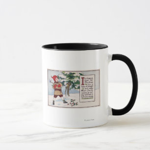 Taza ChristmasBoy que taja abajo del árbol de navidad
