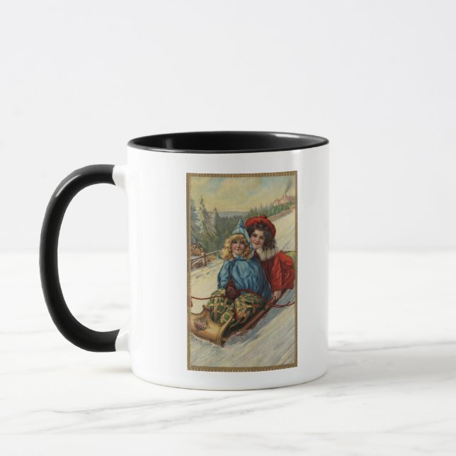 Taza ChristmasTwo Little Girls Sledding (Izquierda)