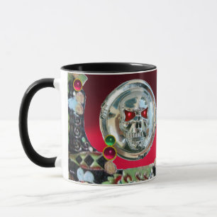 TAZA CHROME SKULL GEMSTONES DE RUBO ROJO NEGRO
