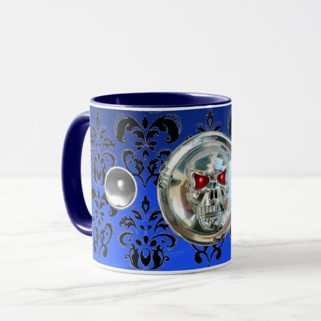TAZA CHROME SKULL RIDERS NOCHE AZUL DAMASCA NEGRA (Anverso izquierdo)