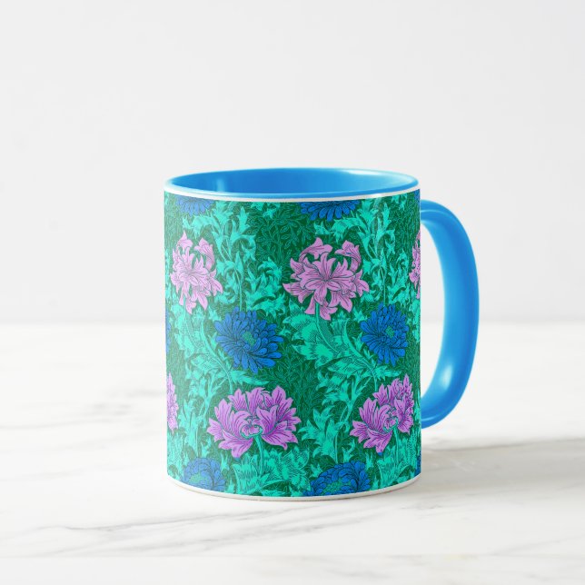 Taza Chrysanthemums, Aqua y Violet (Anverso derecho)