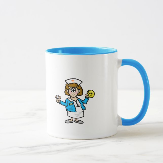 Taza Chubby Enfermera feliz con café de medicina Mug (Derecha)