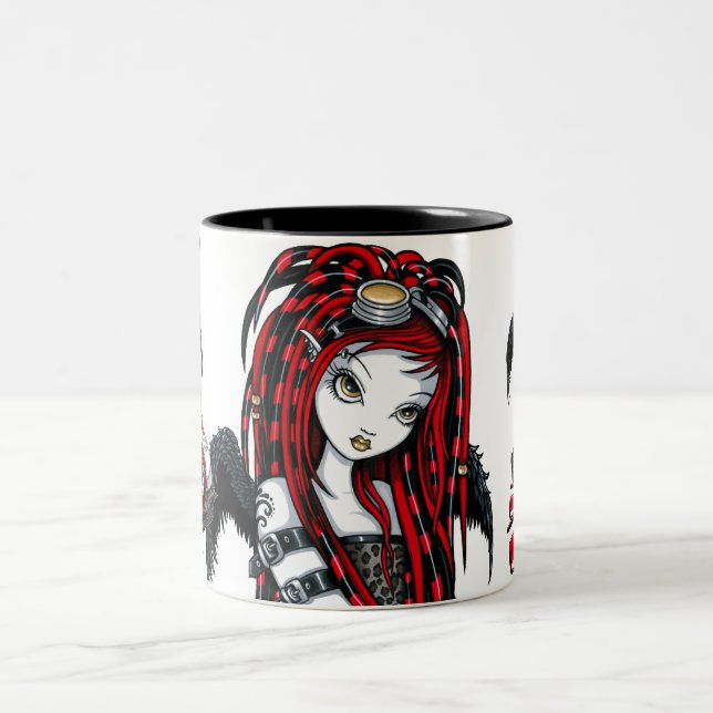 Taza cibernética del ángel del gótico del tatuaje (Centro)