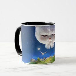 Taza Cielo nocturno soñado con gato