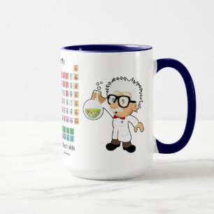 Taza Científico con el cubilete y la tabla periódica