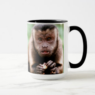 Taza Cierre de un mono capuchino con tapa negra
