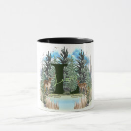 Taza Ciervo Acuarela Letra De Monograma Personalizada L