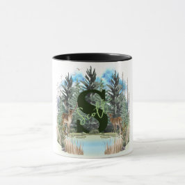 Taza Ciervo Acuarela Letra De Monograma Personalizado S