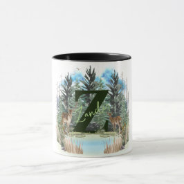 Taza Ciervo Acuarela Monograma Personalizado Letra Z