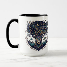 Taza Ciervo Celestial Arte Místico de Luna y Estrellas