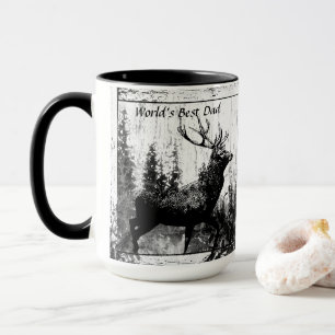Taza Ciervo Ciervo Vintage Mejor Papá del Mundo, Padre