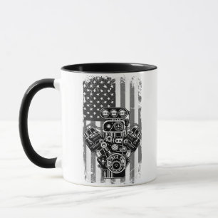 Taza Cilindro de Coche Musculoso Antiguo Bandera Americ