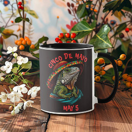 Taza Cinco de Mayo Iguana con Sombrero y Serape