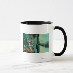 Taza Cinco Rapids del dedo con el caballo blanco del