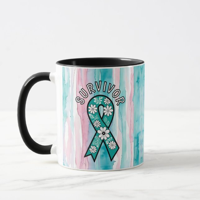 Taza Cinta de Conciencia Teal de Superviviente SA (Izquierda)