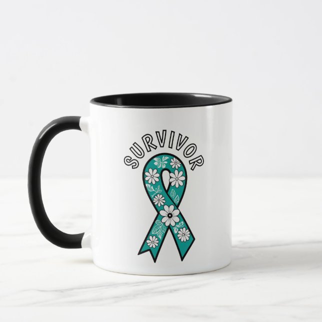 Taza Cinta de Conciencia Teal de Superviviente SA (Izquierda)