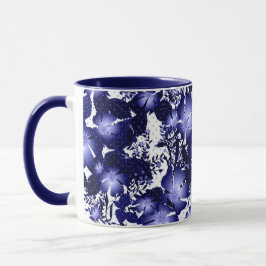 Taza Cinta de satén gris aniversario de boda perlas flo