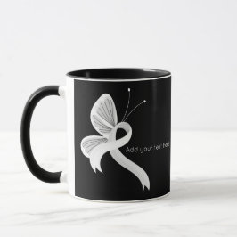Taza Cinta de sensibilización blanca mariposa café Mug