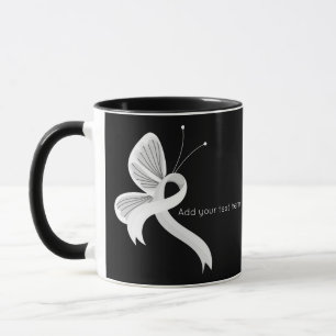 Taza Cinta de sensibilización blanca mariposa café Mug