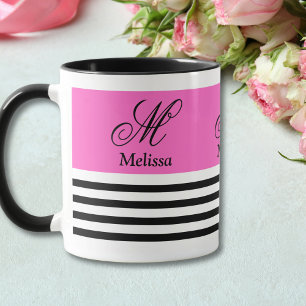 Taza Cinta elegante Minimalista de color negro y rosa b
