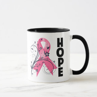 Taza Cinta floral de la esperanza del cáncer de pecho