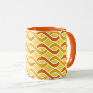 Taza Cinta moderna de mediados de siglo, amarilla y Nar