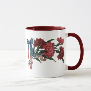 Taza Cinta patriótica vintage y flores