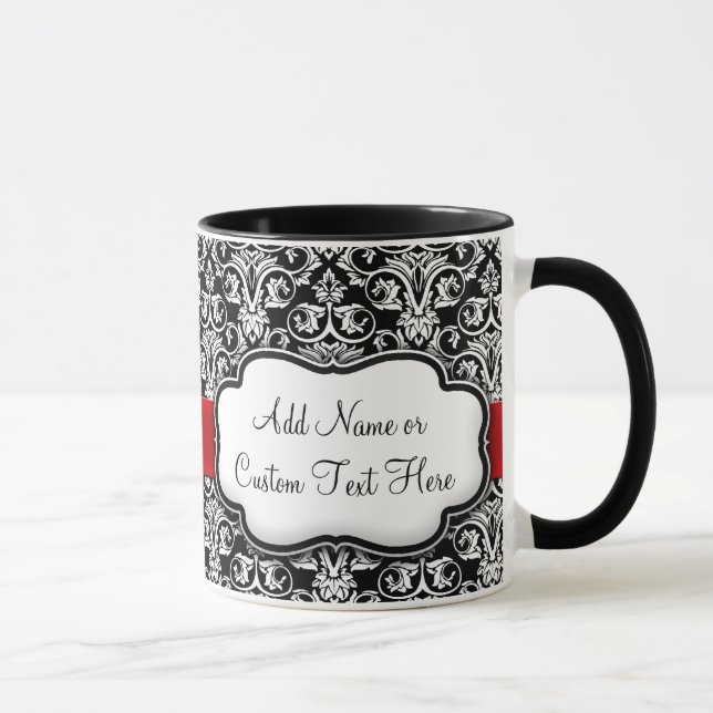 Taza Cinta roja de damasco negro/blanco (Derecha)
