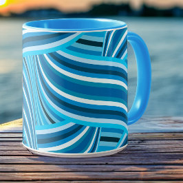 Taza Cinta turquesa Verde azulada y azul giratoria