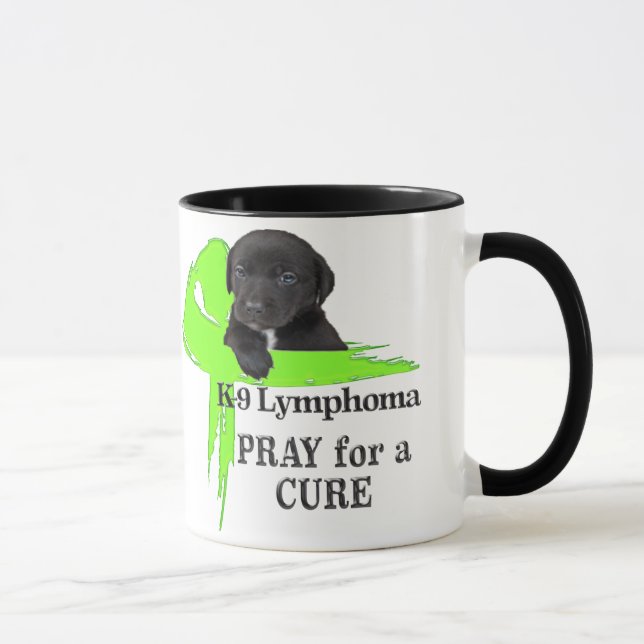 Taza Cinta Verde de Linfoma Diseño de Perro (Derecha)