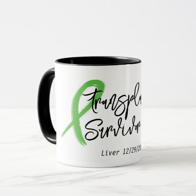 Taza Cinta Verde de Sobreviviente de Trasplante de Moda (Anverso izquierdo)