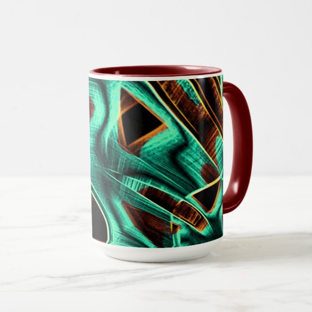 Taza Cintas muy crocadas acuamarina y manglares de café (Anverso derecho)