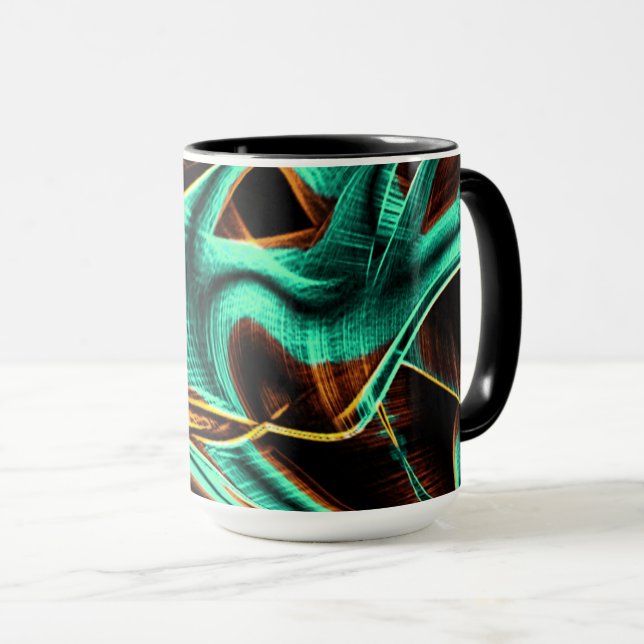 Taza Cintas muy crocadas aguamarina y cafetales (Anverso derecho)