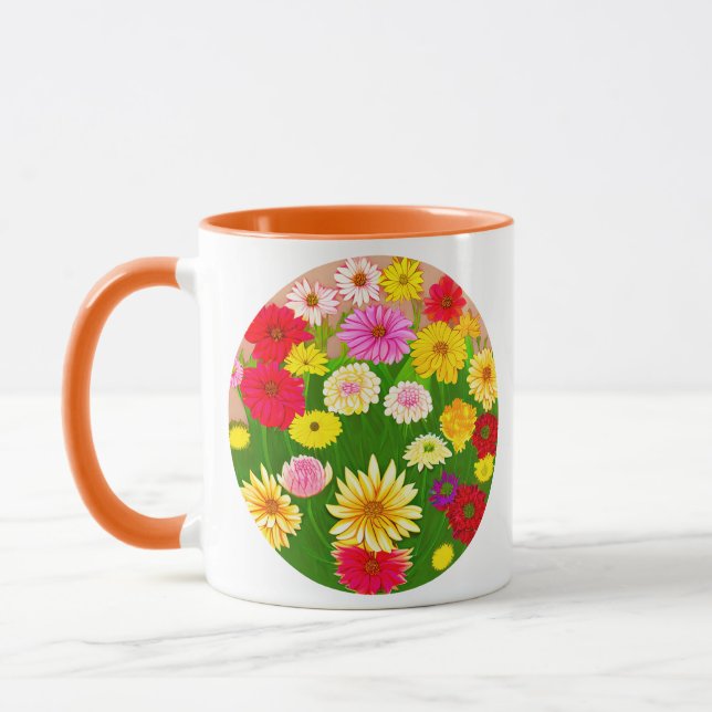 Taza Círculo de flores silvestres, rojo y amarillo (Izquierda)