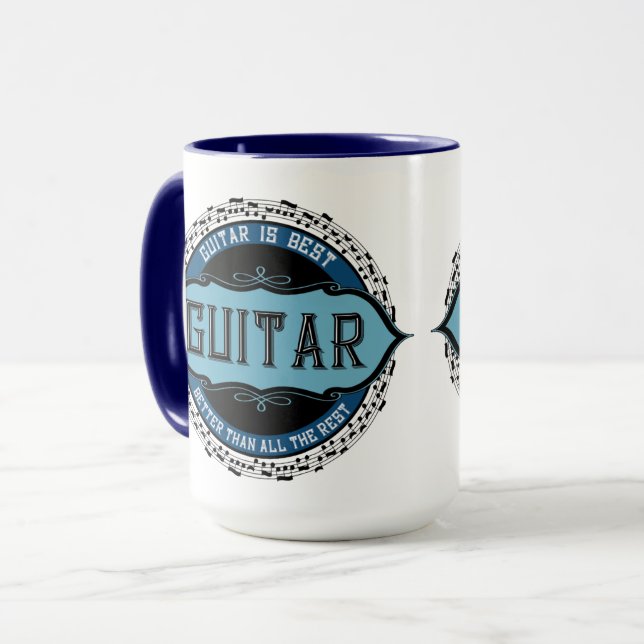 Taza Círculo de notas de música de guitarra (Anverso izquierdo)