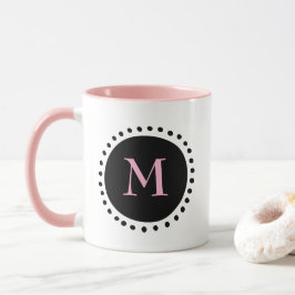 Taza Círculo negro Monograma Rosa Dos Tonos 