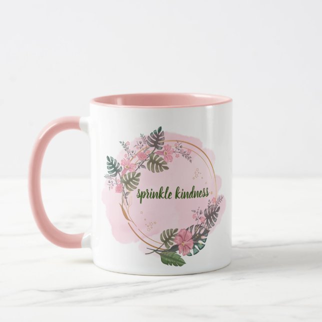 Taza Círculo rosa, floral, motivador (Izquierda)