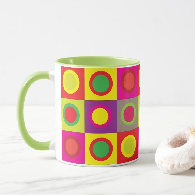 Taza Círculos Coloridos Abstractos (Con donut)