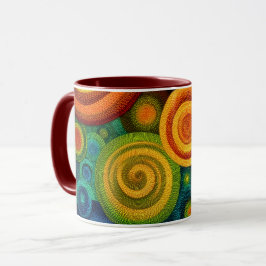 Taza Círculos concéntricos abstractos en multicolor vib