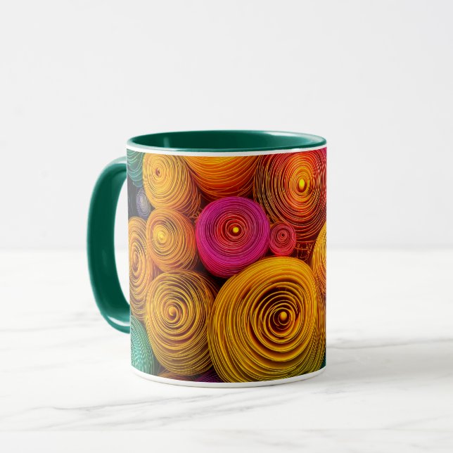 Taza Círculos concéntricos multicolores textura abstrac (Anverso izquierdo)