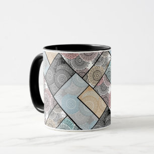 Taza Círculos de baldosas cerámicas de colcha de patchw