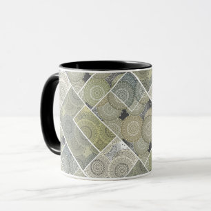 Taza Círculos de baldosas cerámicas de colcha de patchw