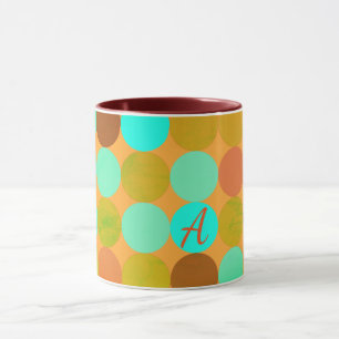Taza Círculos de Monograma de Azul Turquesa Verde y Nar